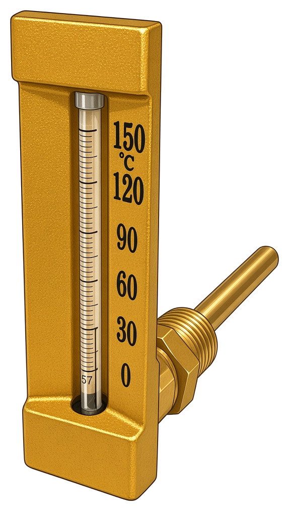 Industrial V-Shape Thermometer, Right Angle, 0–150 °C — VT-150C-RA